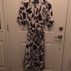 Black and white wrap dress